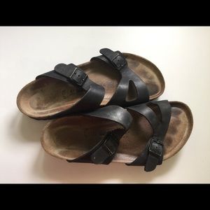 Black leather Birkenstock sandals